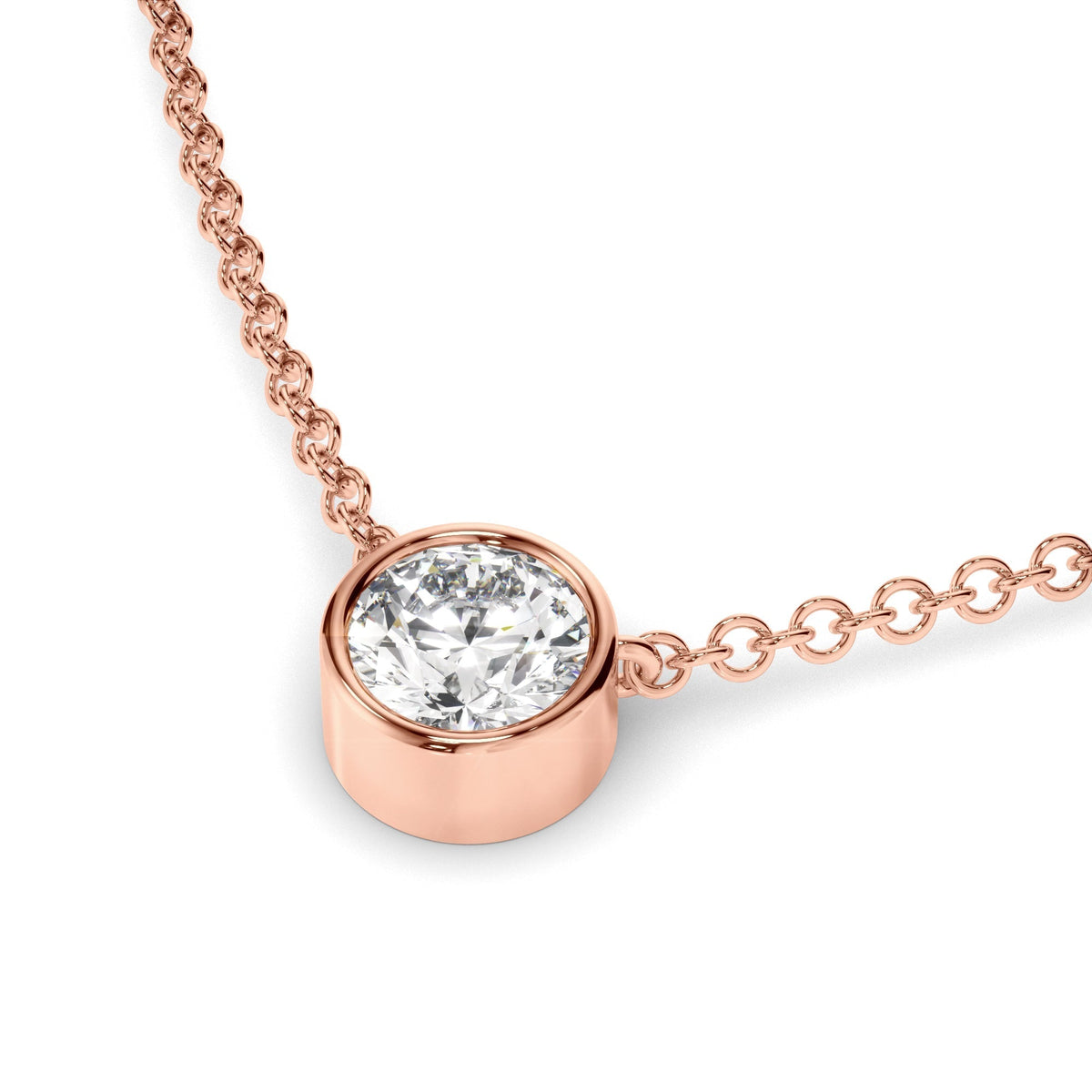 Round Brilliant Cut Diamond Bezel Set Necklet
