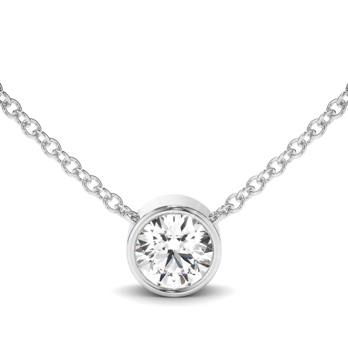 Round Brilliant Cut Diamond Bezel Set Necklet