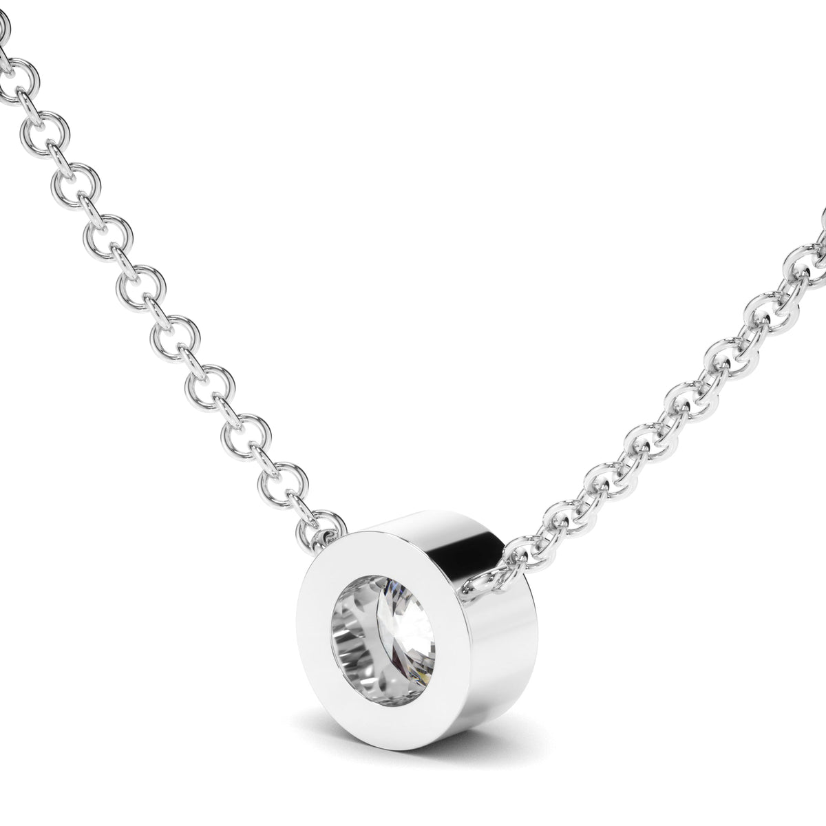 Round Brilliant Cut Diamond Bezel Set Necklet