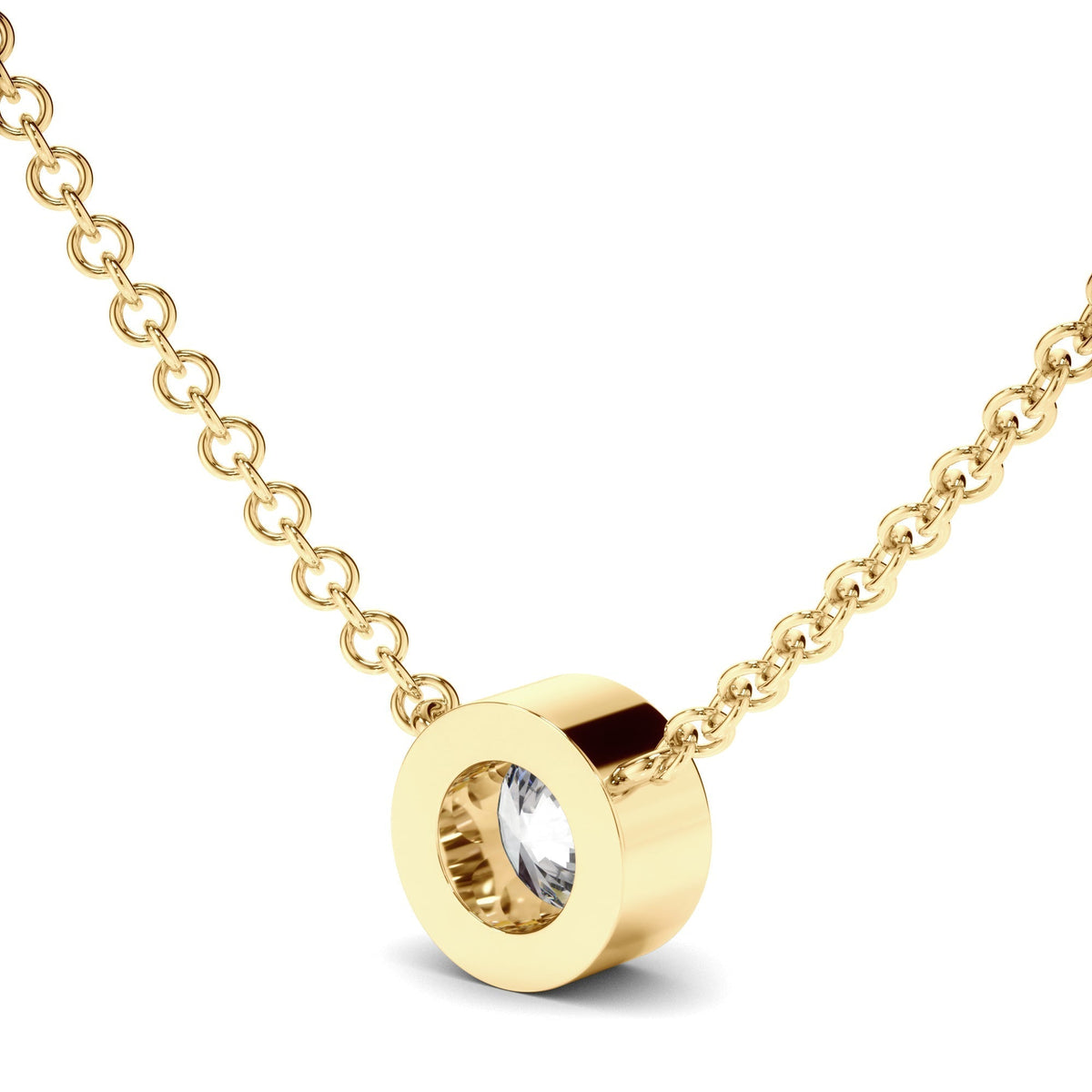 Round Brilliant Cut Diamond Bezel Set Necklet