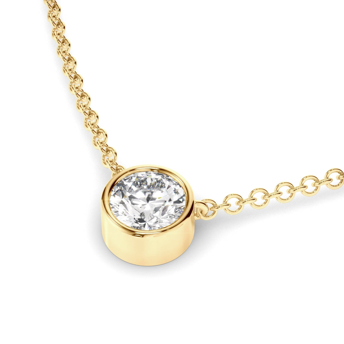 Round Brilliant Cut Diamond Bezel Set Necklet