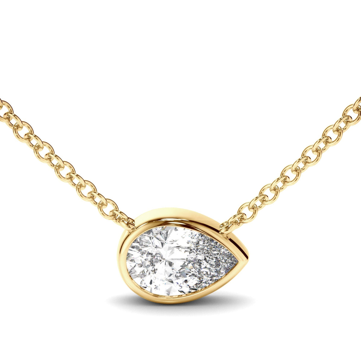 East West Pear Cut Diamond Bezel Set Necklet