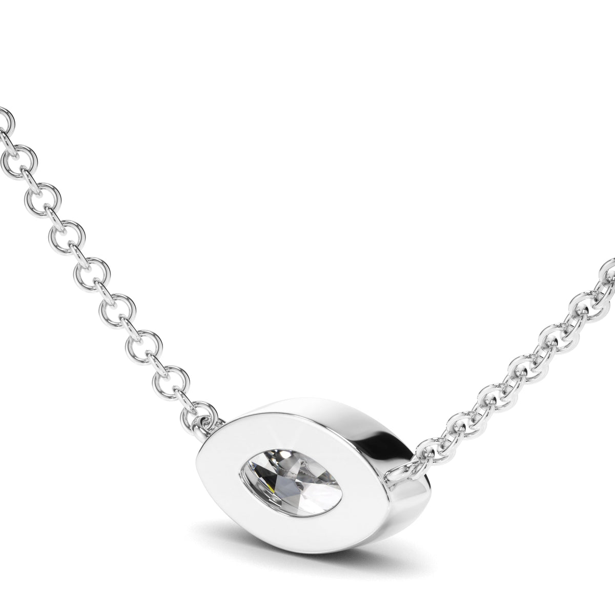 East West Marquise Cut Diamond Bezel Set Solitaire Necklet