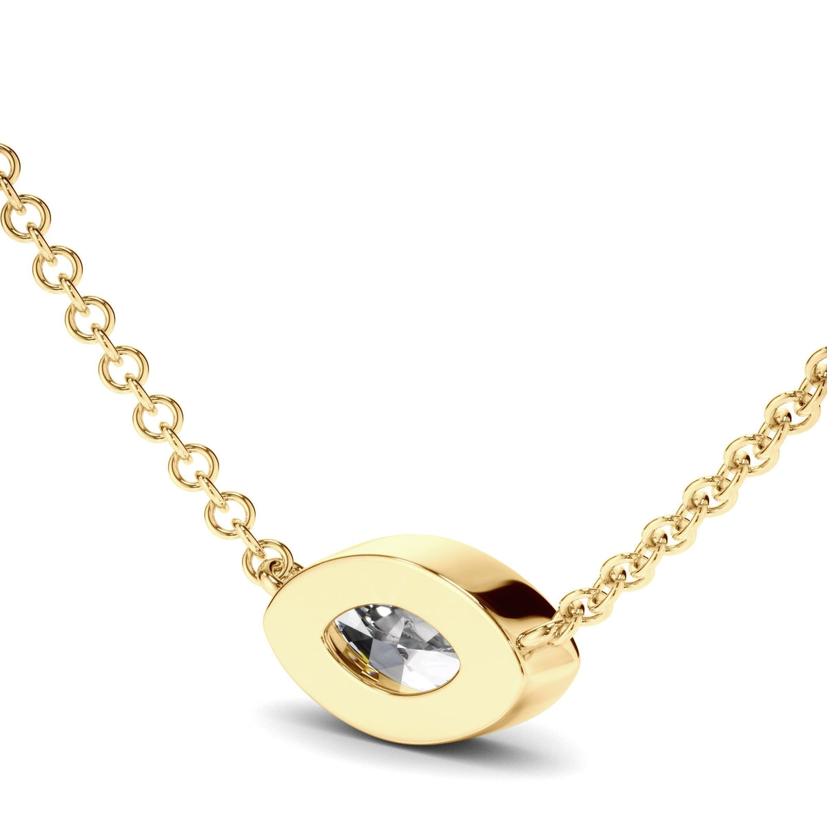 East West Marquise Cut Diamond Bezel Set Solitaire Necklet