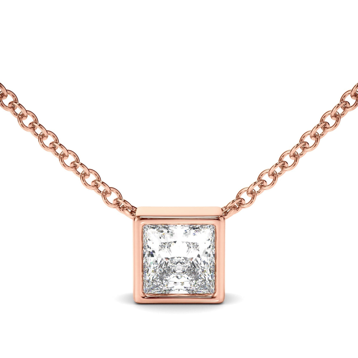 Princess Cut Diamond Bezel Set Necklet