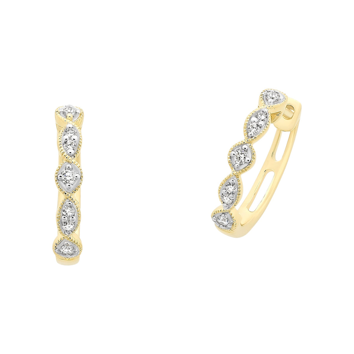 9ct Gold Diamond Huggie Earrings