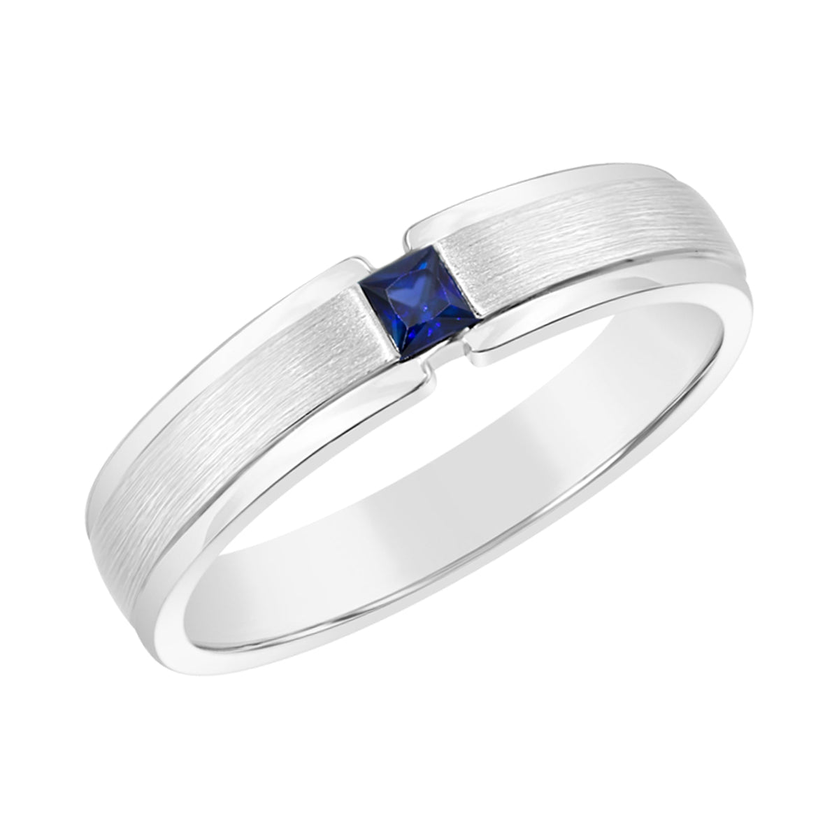 Sterling Silver Natural Blue Sapphire Gents Ring