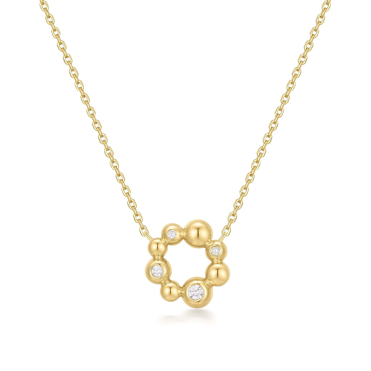 Gold Asymmetric Beaded Circle Necklace