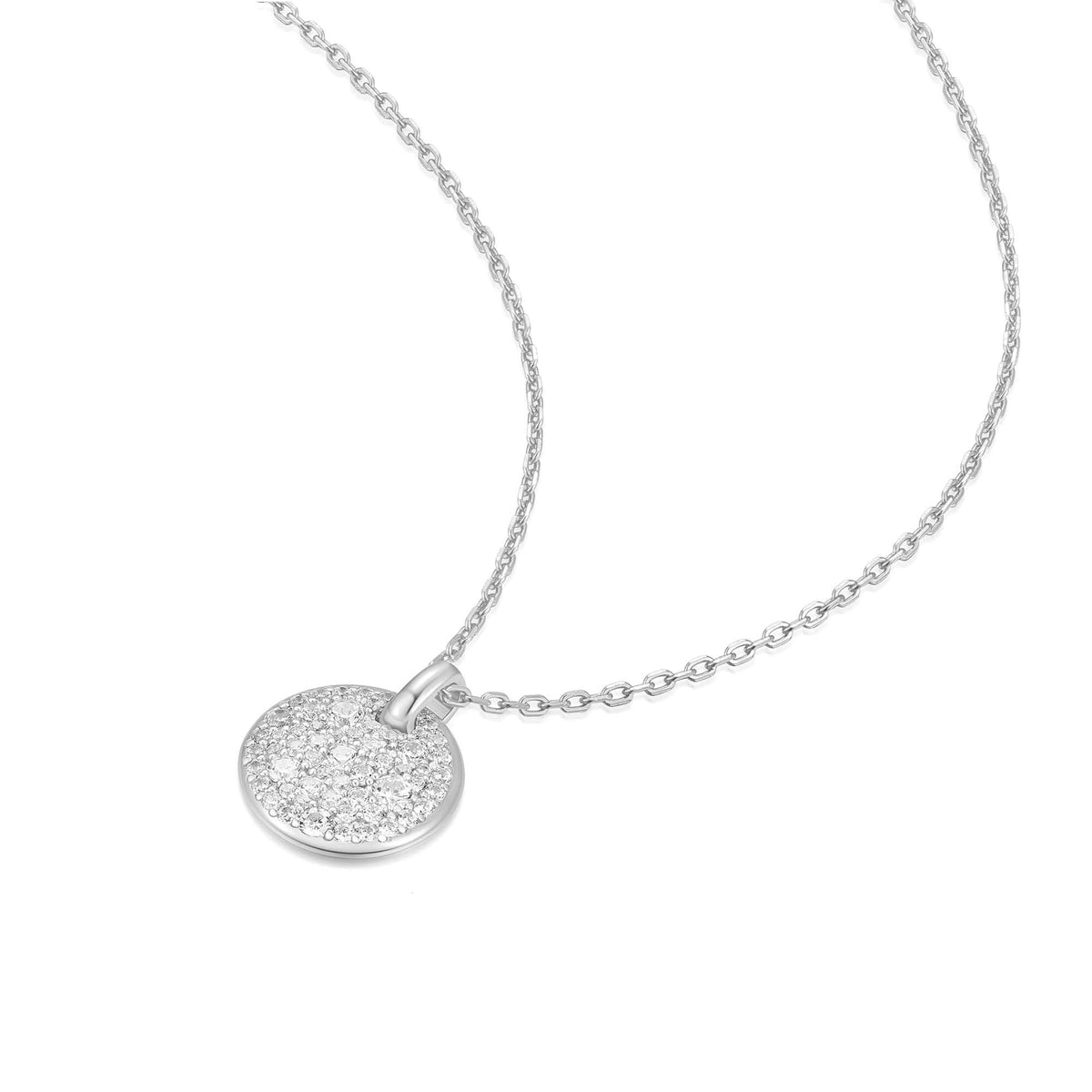 Ania Haie Silver Large Pave Disc Necklace