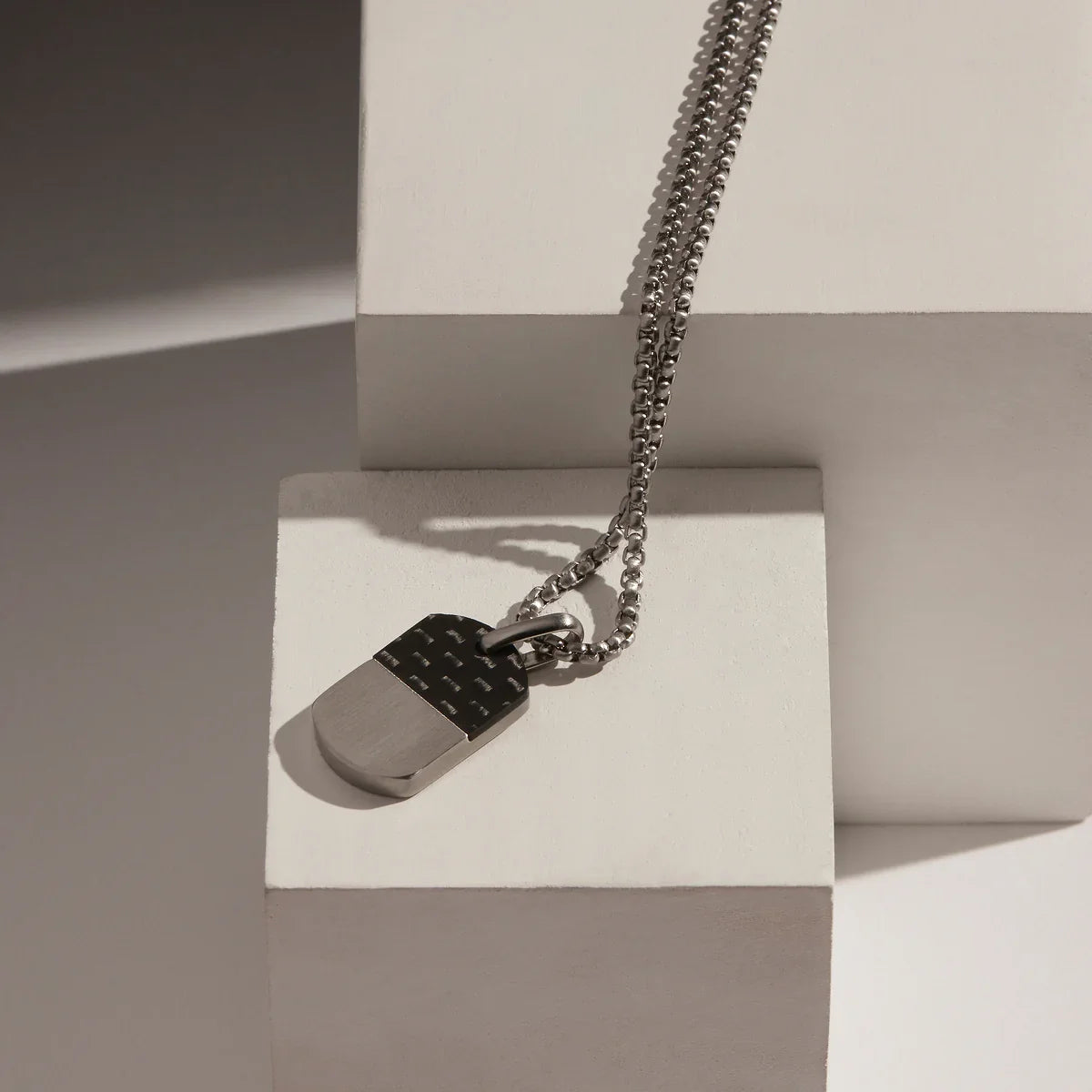 NAJO The Aviator Carbon Fibre and Steel Dog Tag Pendant