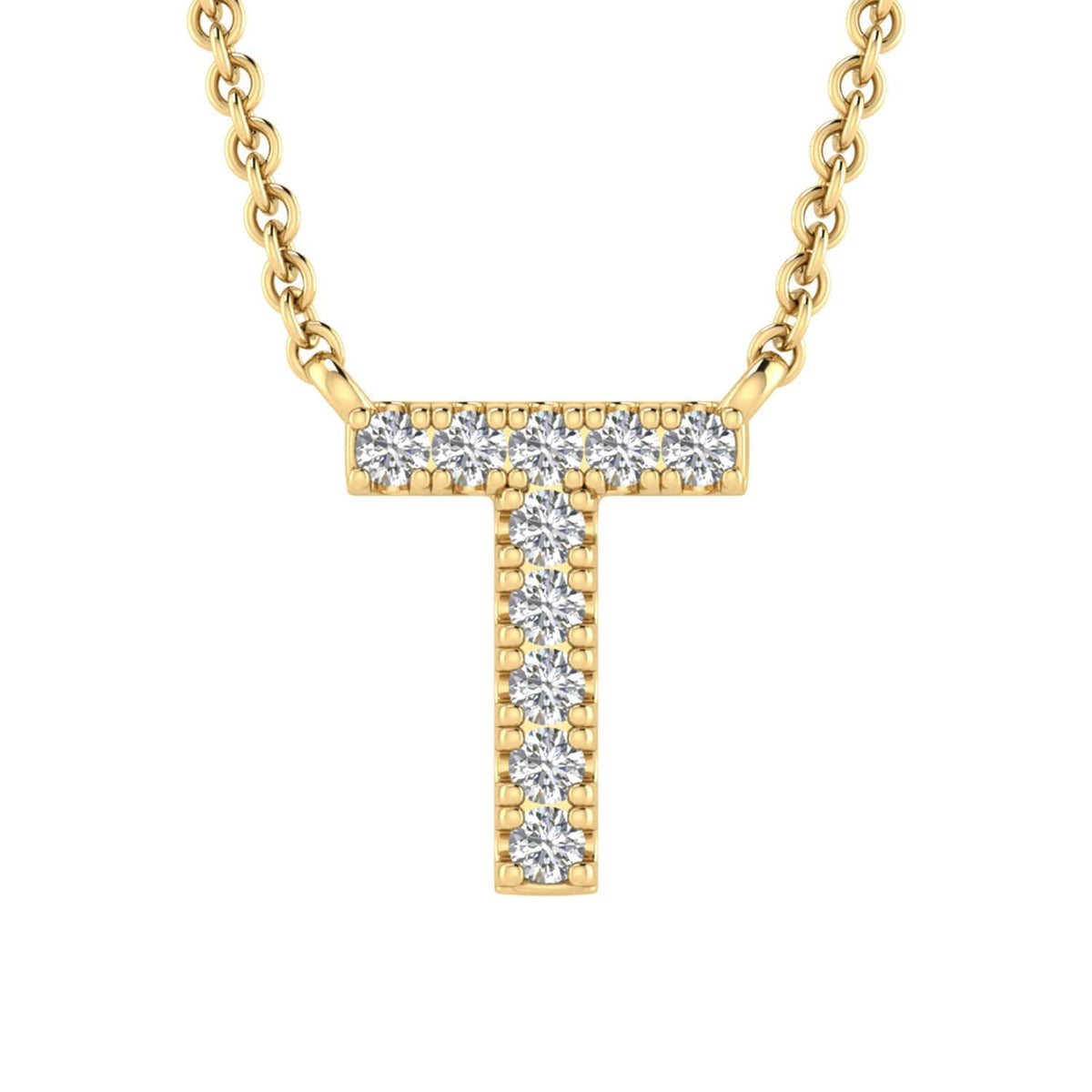 9ct Yellow Gold Diamond Initial 'T' Necklace