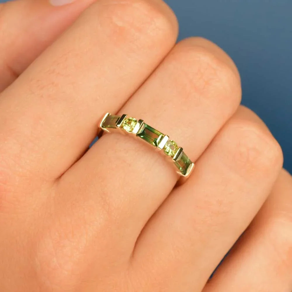 Australian Sapphire Aleena Ring with Parti & Yellow Sapphires