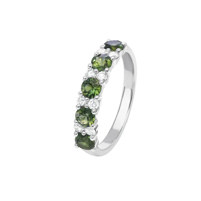 Australian Sapphire Kaia Ring with Teal Sapphires & Diamonds