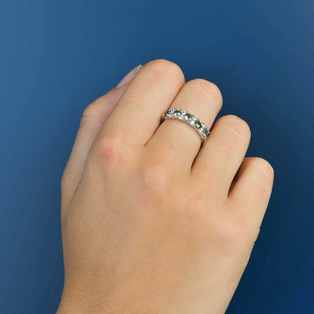 Australian Sapphire Kaia Ring with Teal Sapphires & Diamonds