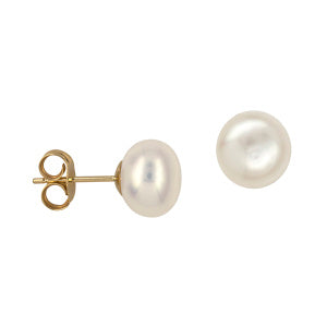 8mm Freshwater Button  Pearl Studs